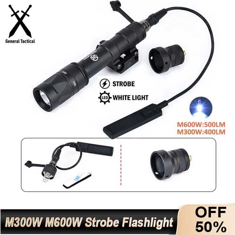 Wadson Metal M600W Tactical Weapon Light M300W Flash D White Light Hunting Rifle Flashlight Suitable for 20mm Picatinny RailXJ250303