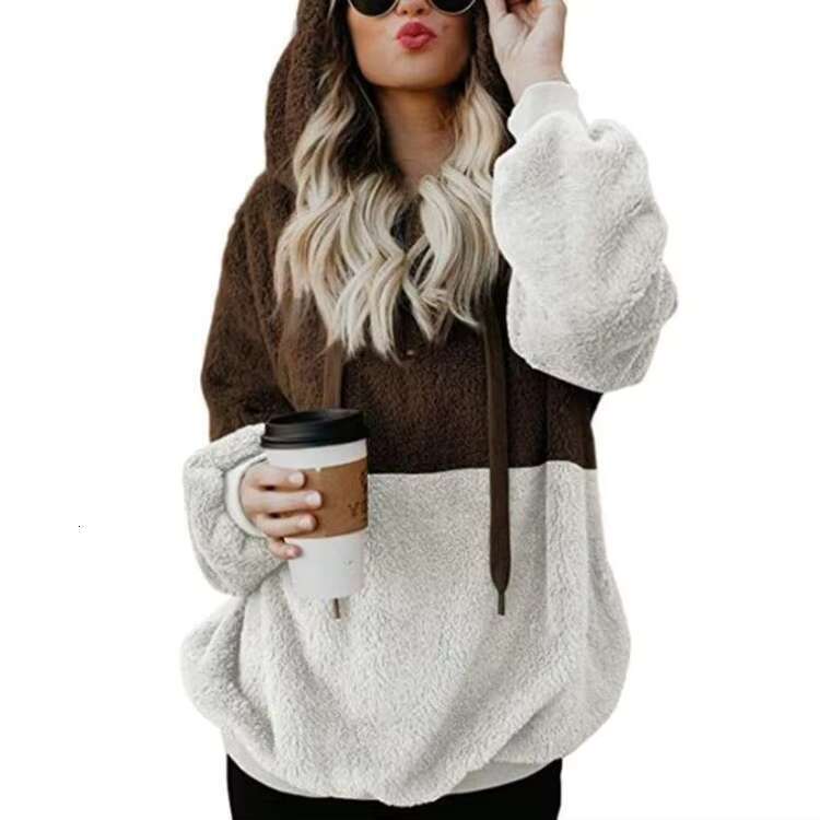 Wholesale Fall Fashion Plain Loose Custom Full Length Fur Pullover Hoodies For Women Hoody Sweatshirts With Pocket 2023