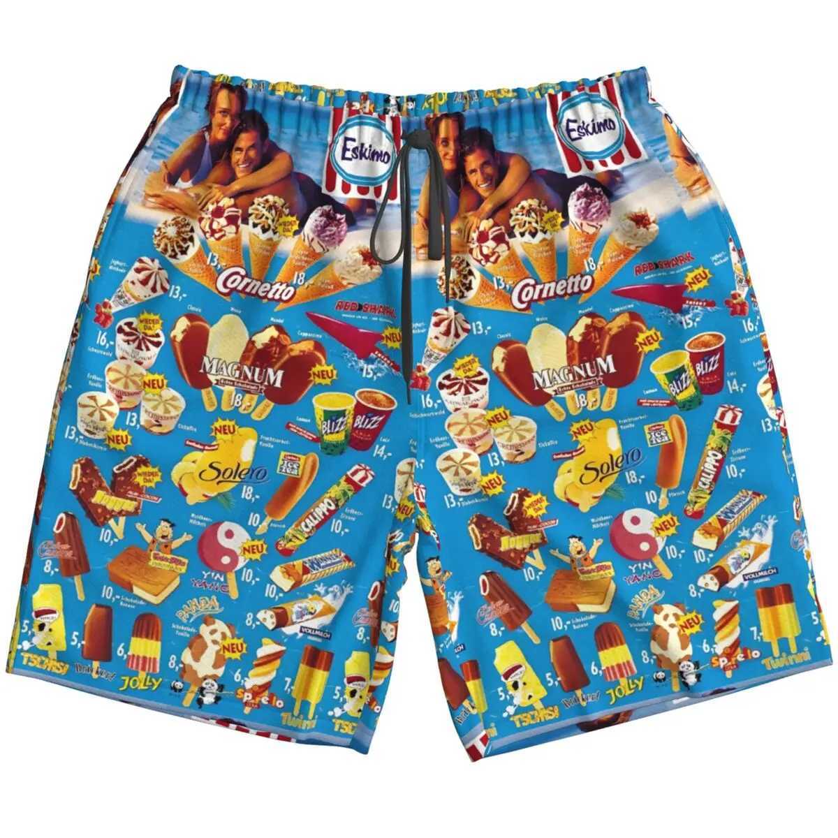 Chocolate Icecream Graphic Beach Shorts Hawaii Sport Beach Short Pant Men Frozen Ice Lolly Cornet Ice Cream Unisex Short pantsT250304
