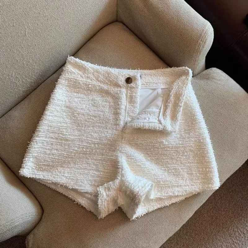 sweet Shorts Women Sexy Skinny Y2k Clothes High Waist European Streetwear Fashion Trouser Cool Thick Button-Fly Wide Leg 250303