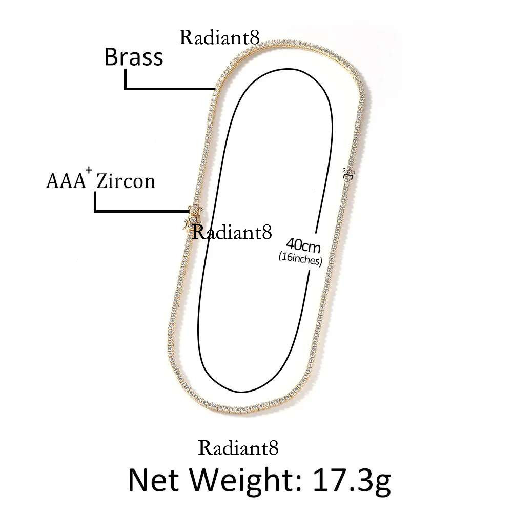 Andara 2mm Row AAA Zircon Tennis Chain Personality Trend Necklace For Men&Women Jewelry Gifts