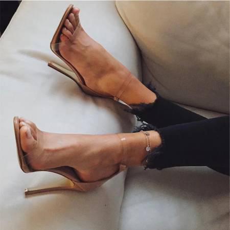 Instagram Fashion Show PVC Transparent One Button Strap Women's Single Shoes Sandals
