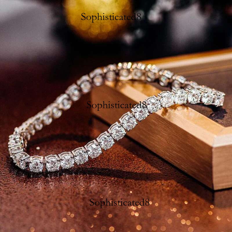Real Moissanite Bracelet for Women S Sterg Sier 4mm Dias Tennis Bangles Chains Sparkg Fine Jewelry
