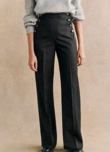 2025 Spring And Summer Women New High-Waisted Loose Straight-Leg Double-Breasted Wide-Leg Pants
