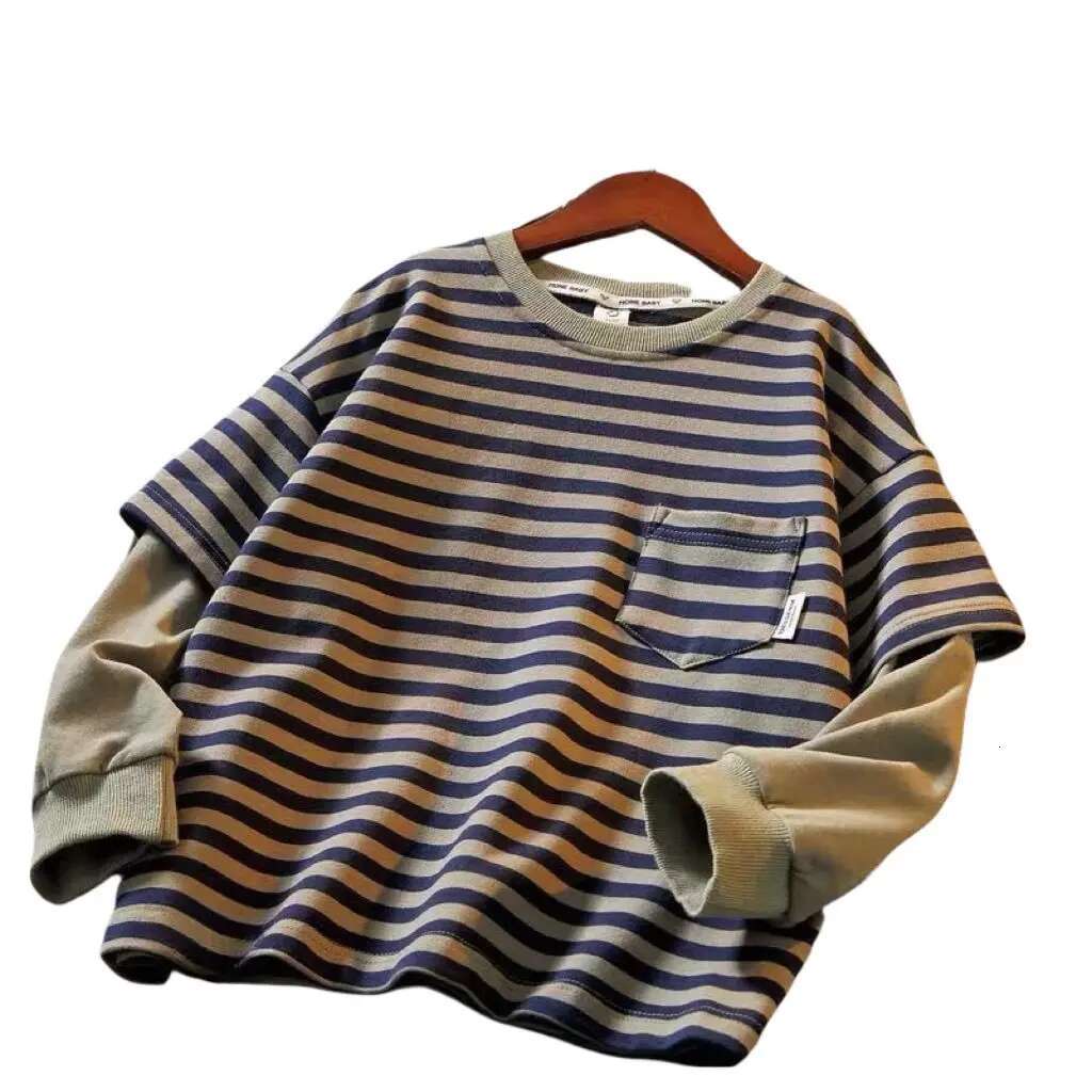 Kids Hoodies New Spring 2025 Striped Patchwork Fashion Korean Casual Baggy Simple Style