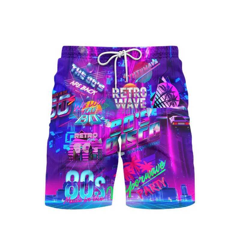 80s Style Music Party Beach Short For Mens Clothing Trend Vintage 3d Print Shorts Hip Hop Street Sport Casual 2025 New PantsT250304