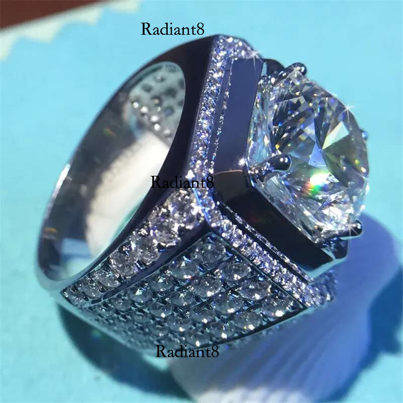 Fine Solitaire Male 4ct Lab Sona Dia Ring sterg sier Jewelry Engagement Wedding band Rings for men Anniversary gift