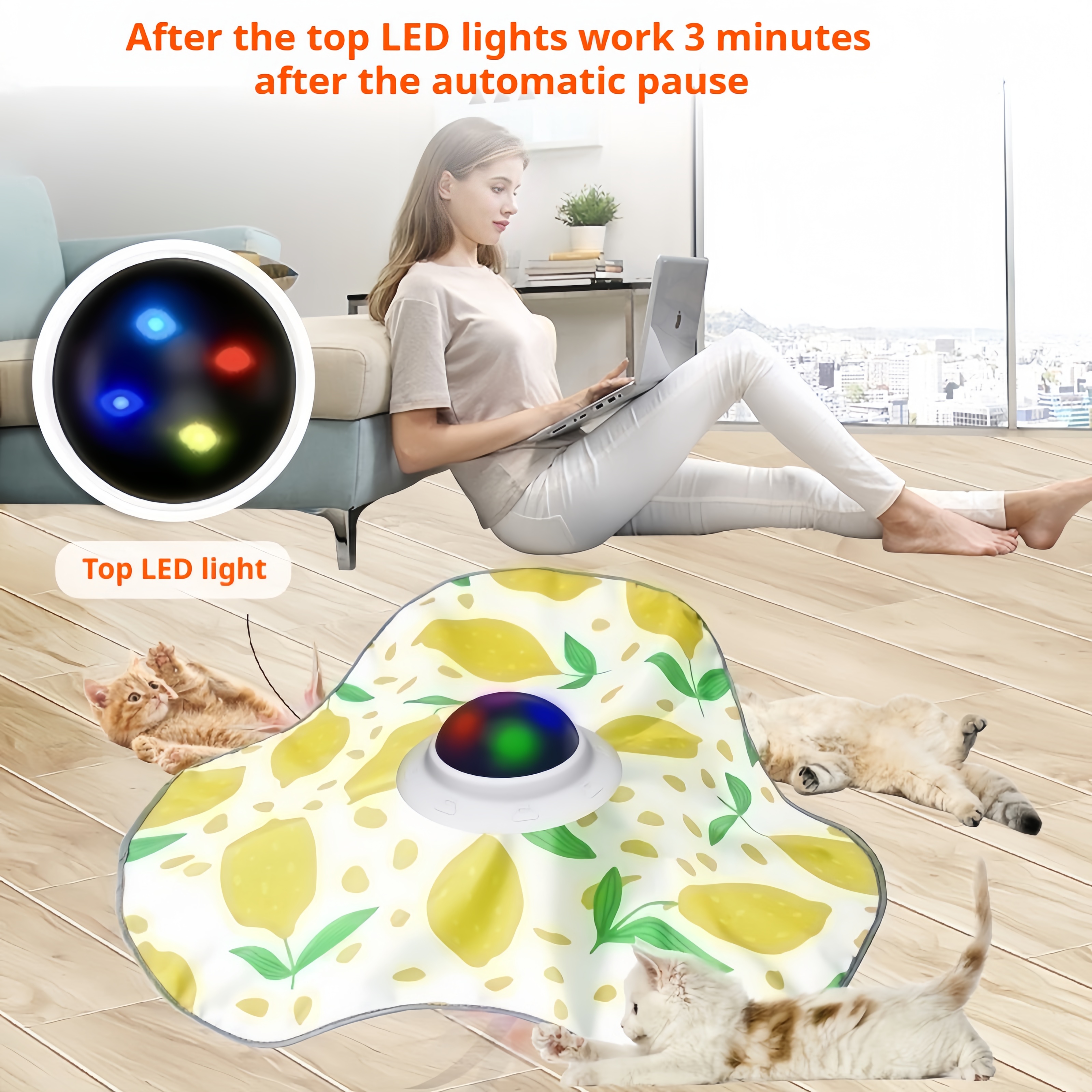 2025 Interactive Cat Toys Rechargeable,Moving Concealed Feathers,Rotating toys,Touch Activated Cat Kitten Toy Cat Exercise Toys