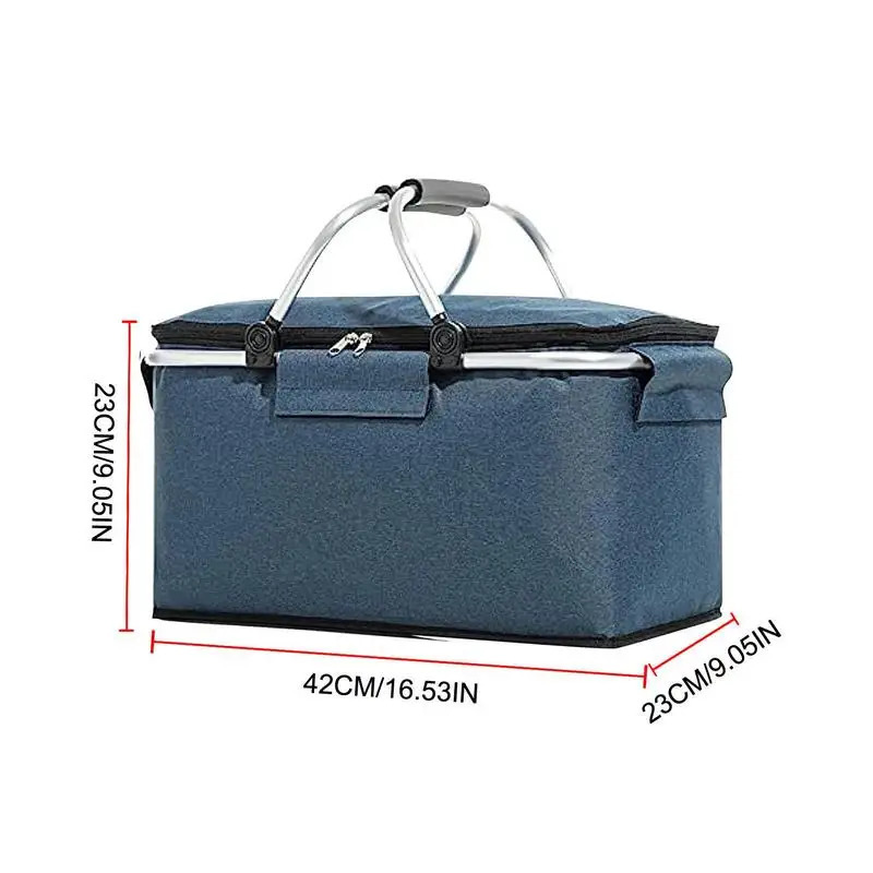 Ship from US Insulated Picnic Basket Portable CollapsibleS Grocery Bags Leakproof Cooler Bag With Handle Large Capacity Lunch Box 250304FBB