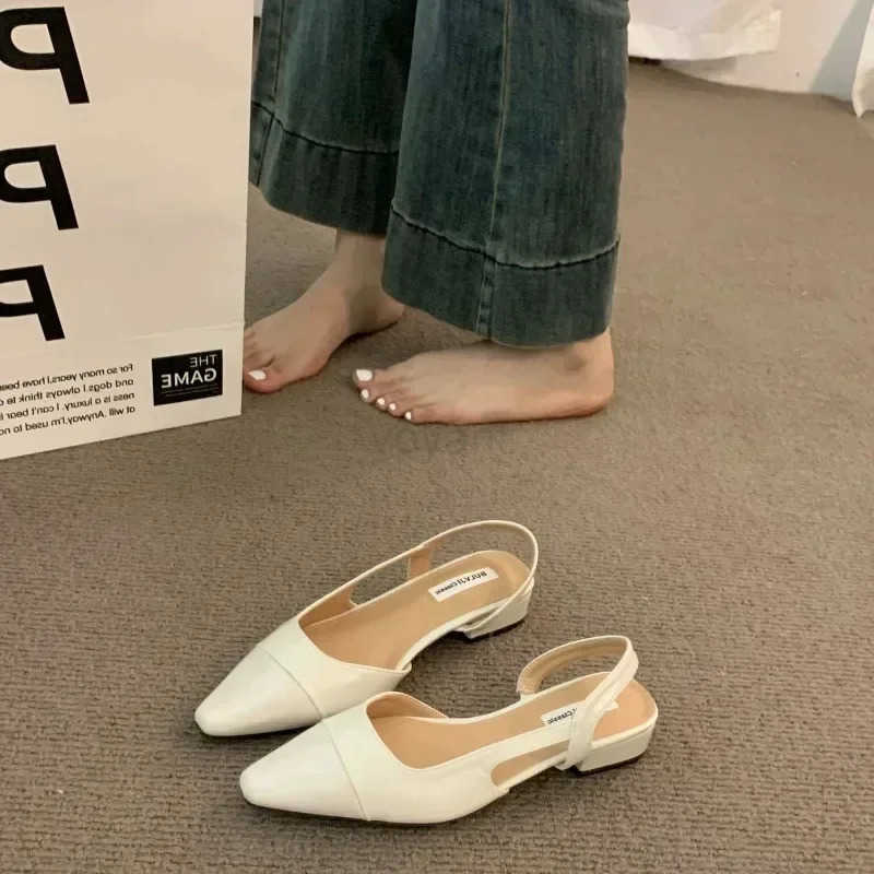 New 2025 summer ladies open heel fiable elegant ladies outdoor low heel wen beach dress wen Korean sandals large size Z250304