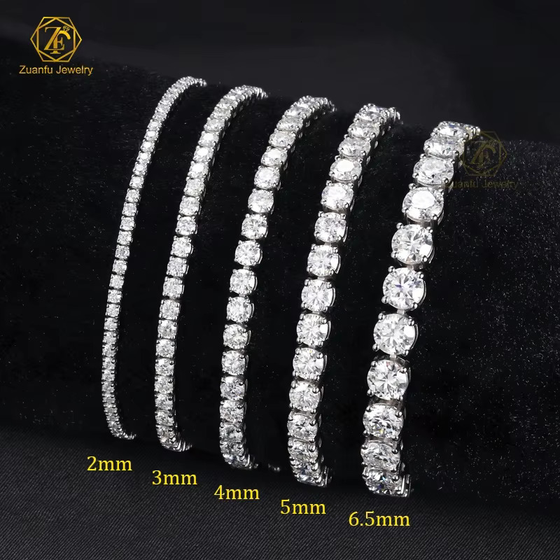 Factory Wholesale Jewelry Sier Hip Hop Rose Gold Chain 3mm 20Inch DVVS Moissanite Tennis Necklace