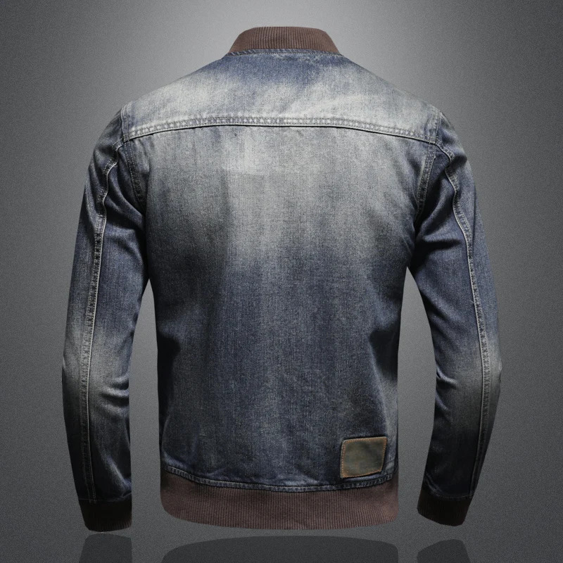 2024 Spring and Autumn Fashion with Handsome Europe The United States Casual Baseball Collar Denim Jacket Trend 250304