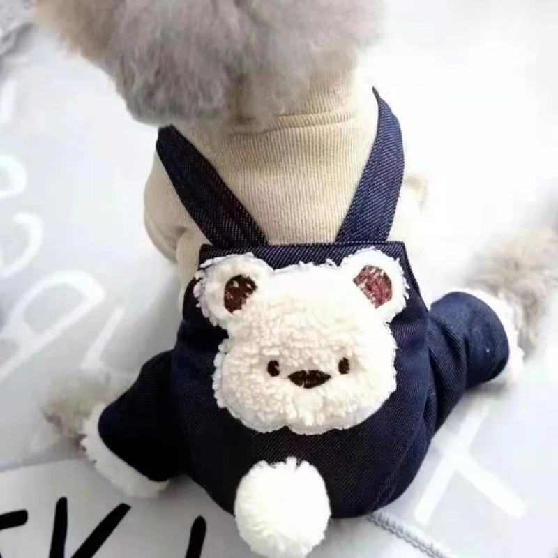 Bear Winter Jumpsuit Jacket Four Legged Jacket Pants Pets Dog Clothes Overalls Four Legged Clothes with Thick Velvet for Warmth
