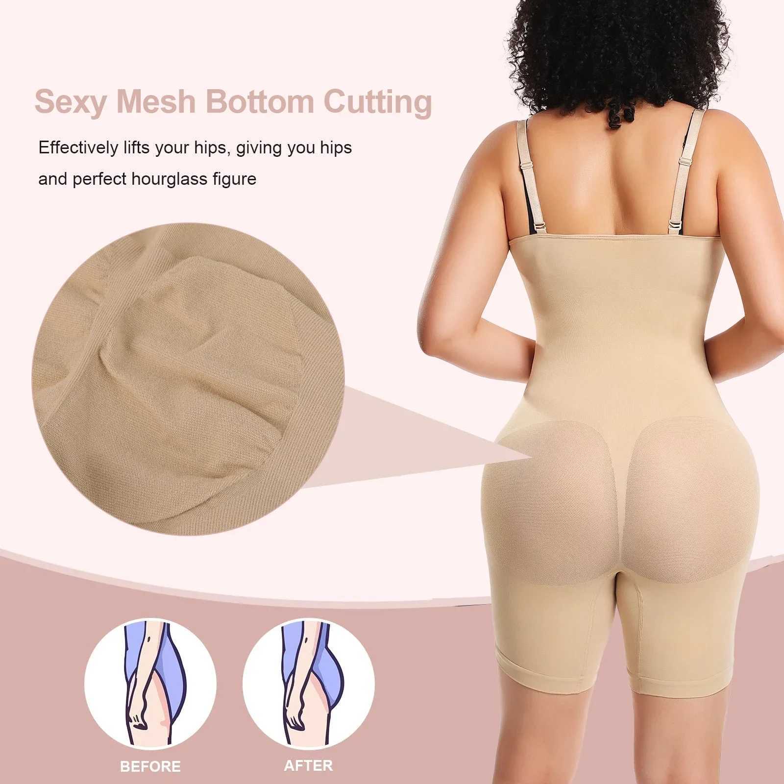 Mesh Butt Lifter Shorts Bodysuit Shapewear Women Underbust Corset Tummy Control Body Shaper Thigh Slimmer 3D Hip EnhancerXJ250304