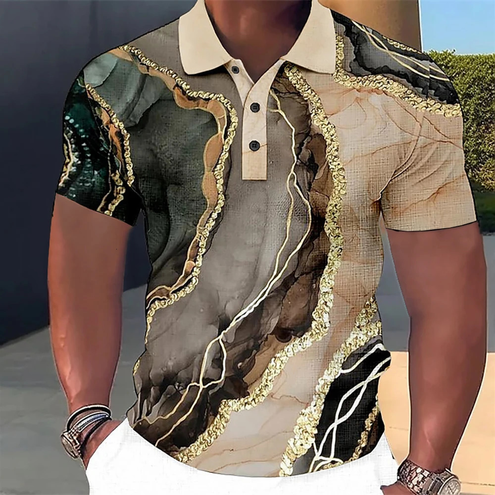 MenS Polo T-Shirt 3d Colorful Printed Fashionable MenS Clothing Street er Short Sleeve Oversized Shirt And Blouse 250304
