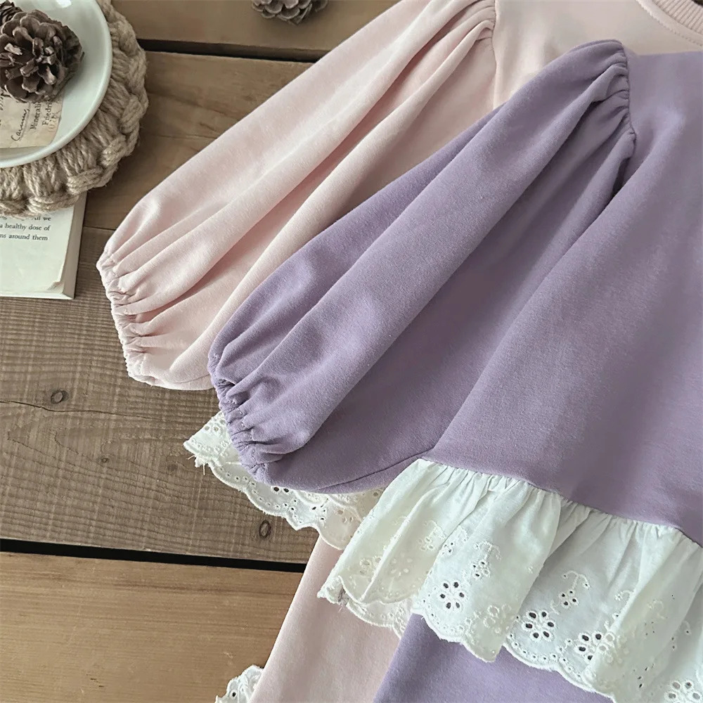 Spring Baby Girl Long Sleeve Clothes Set Cute Lace Sweatshirt And Pants 2pcs Suit Infant Versatile Casual Outfits 250304
