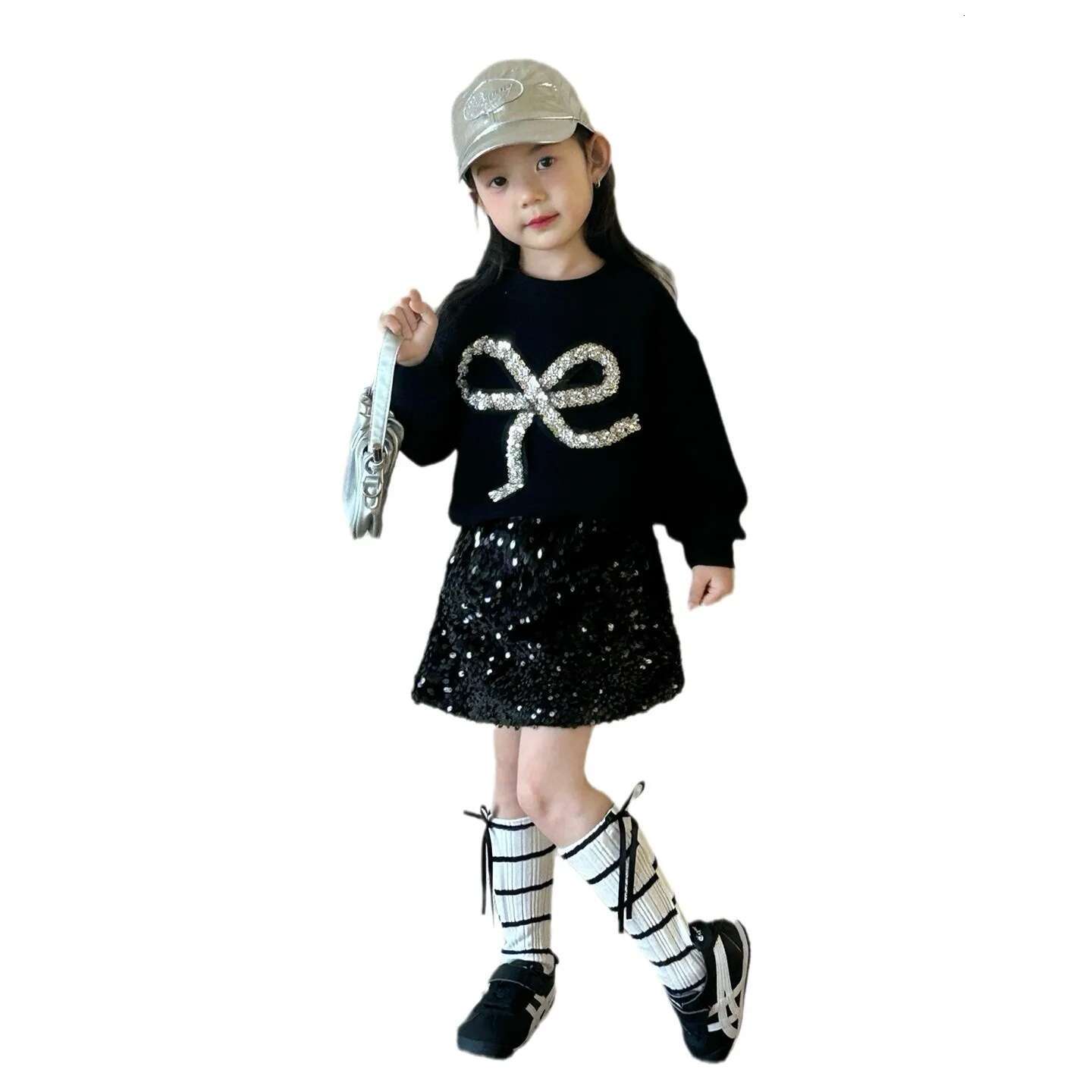 Sweater 2025 Spring New Childrens Clothing Korean Fashion Bow All-Match Casual Hoodie Kids Clothes Girls