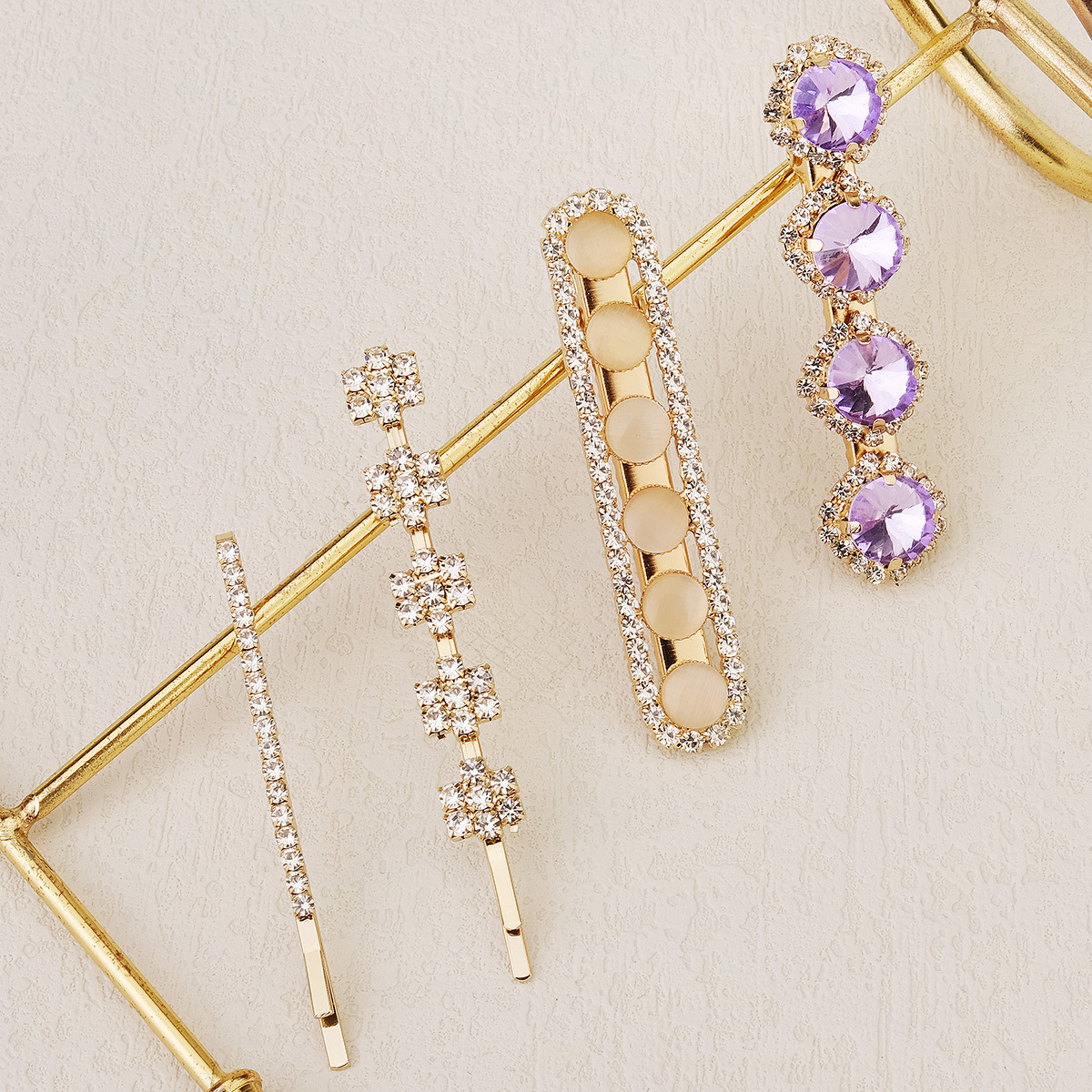 3pcs 7pcs/lot Sweet Hairpins For Women Cubic Zirconia Rhinestone Gems Side Clip Word Folder Barrettes Fine Jewelry Elegant Bridal Wedding Accessories