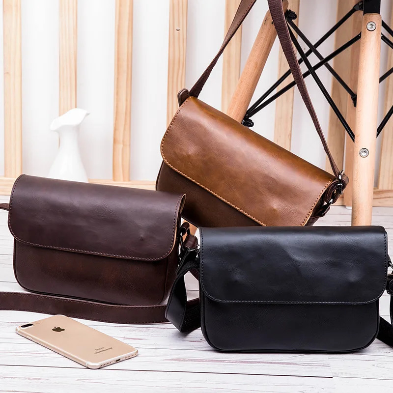 Japanese Style Men Chest Bag Mini Shoulder Bag PU Leather Retro Male Business Crossbody Bags Mens Bag 250303