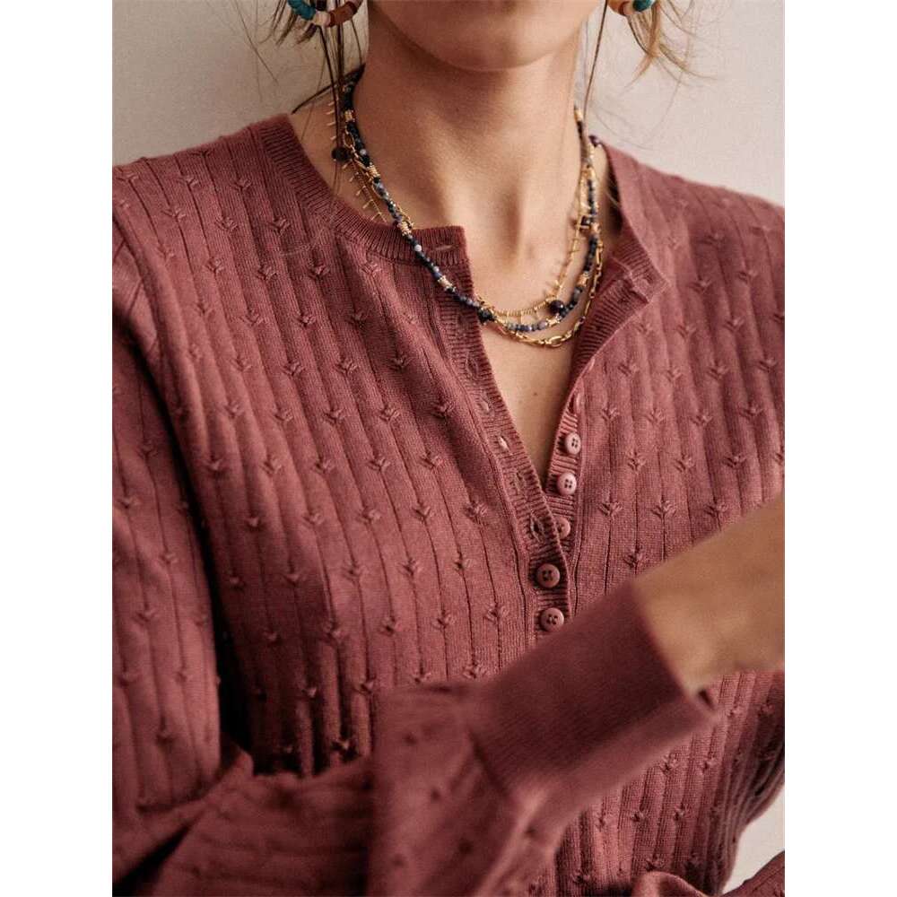 Women Sweater Three-Dimensional Crochet Jacquard Round Neck Front Buttons 2025 Autumn Winter Vintage Female Jumper