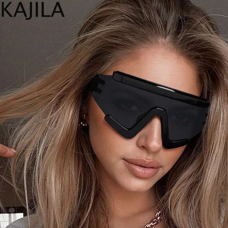 Oversized Y2K Punk Shield Mask Sunglasses Women 2025 Brand Steampunk One-Piece Sun Glasses For Ladies Sports Goggle Men