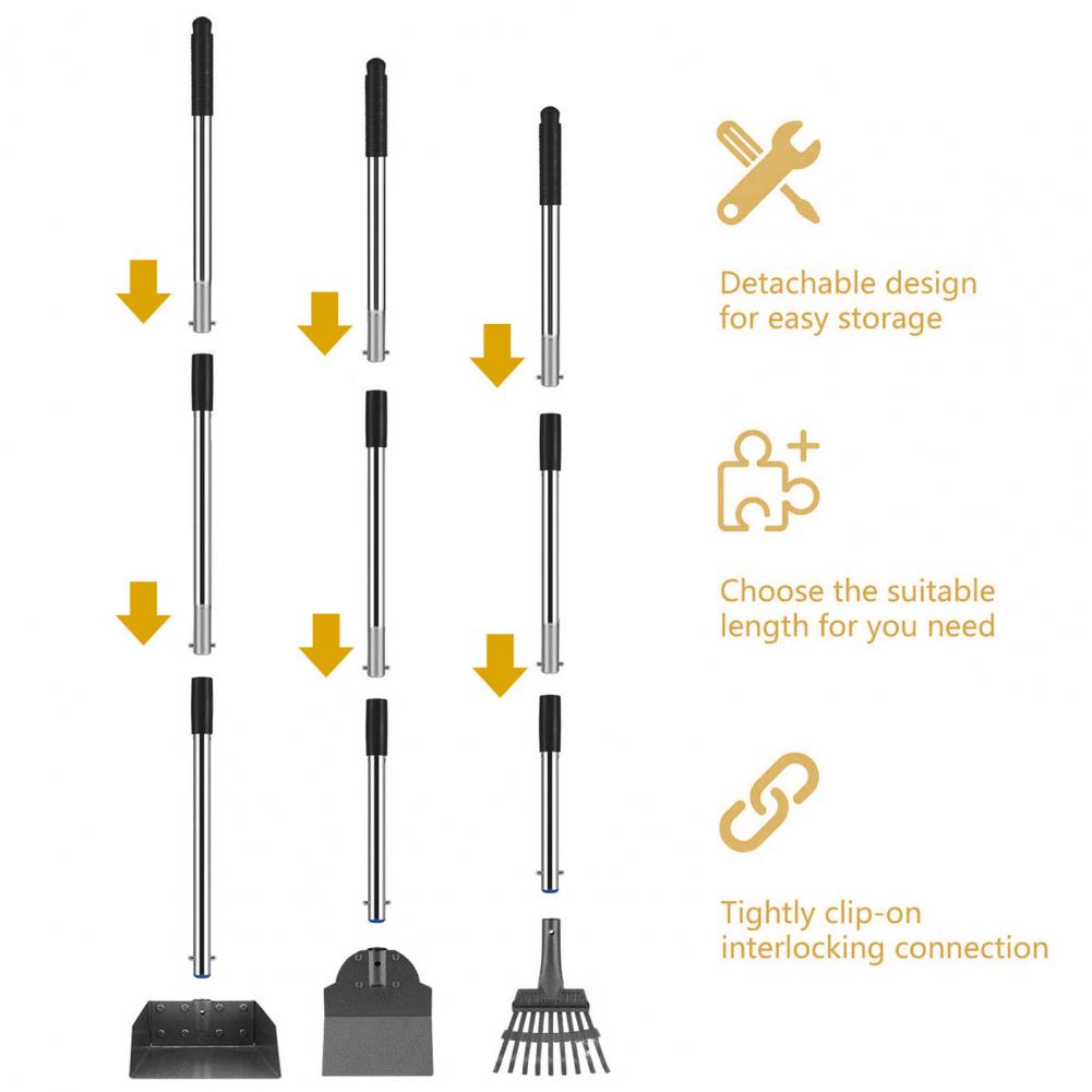 Stainless Steel Retractable Handle Picker Stain-resistant Dog Scoop Stainless Steel Swivel Bin Rake Spade for Lawns for Medium