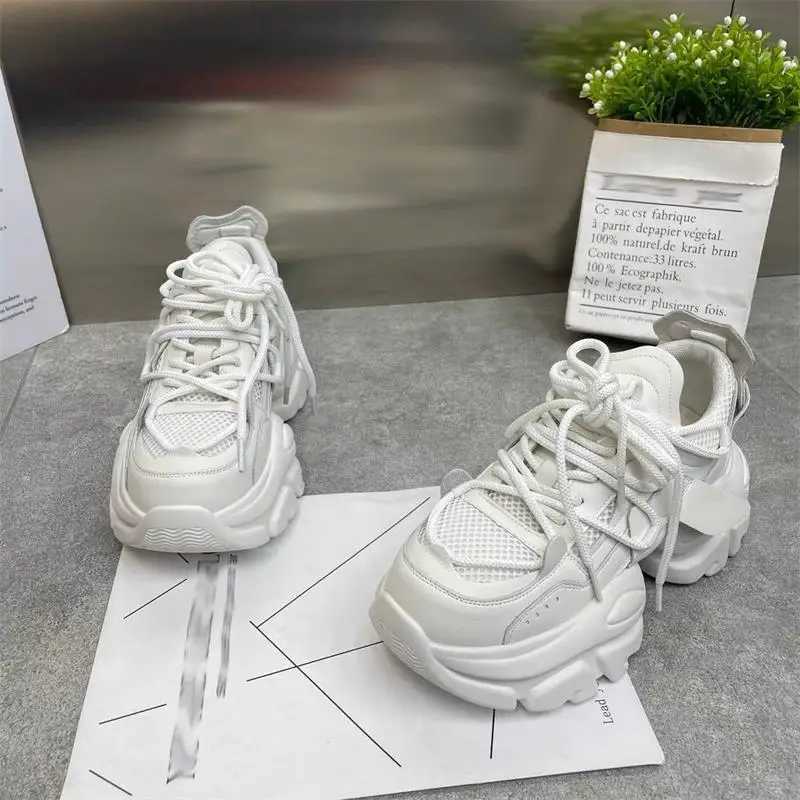 Trendy Mesh Dad Shoes for Women 2024 Autumn New Style Thick Sole Height Increasing Versatile Casual Sports Vulcanized ShoesC250304