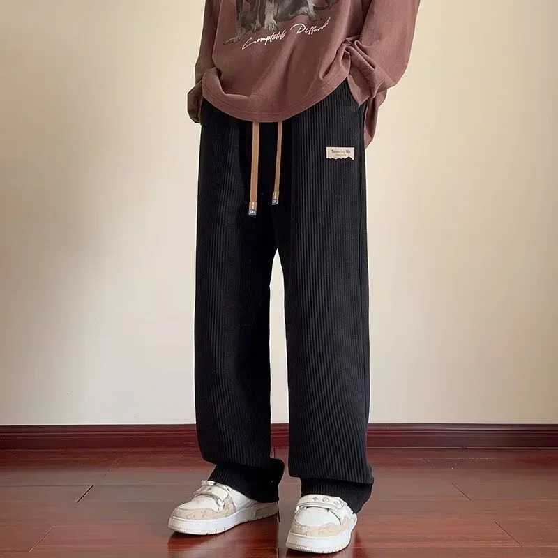 New Corduroy Baggy Straight Pants For Men Vintage Appliques Drape Casual Trousers Autumn Y2K Streetwear Gym Joggers SweatpantsXJ250303