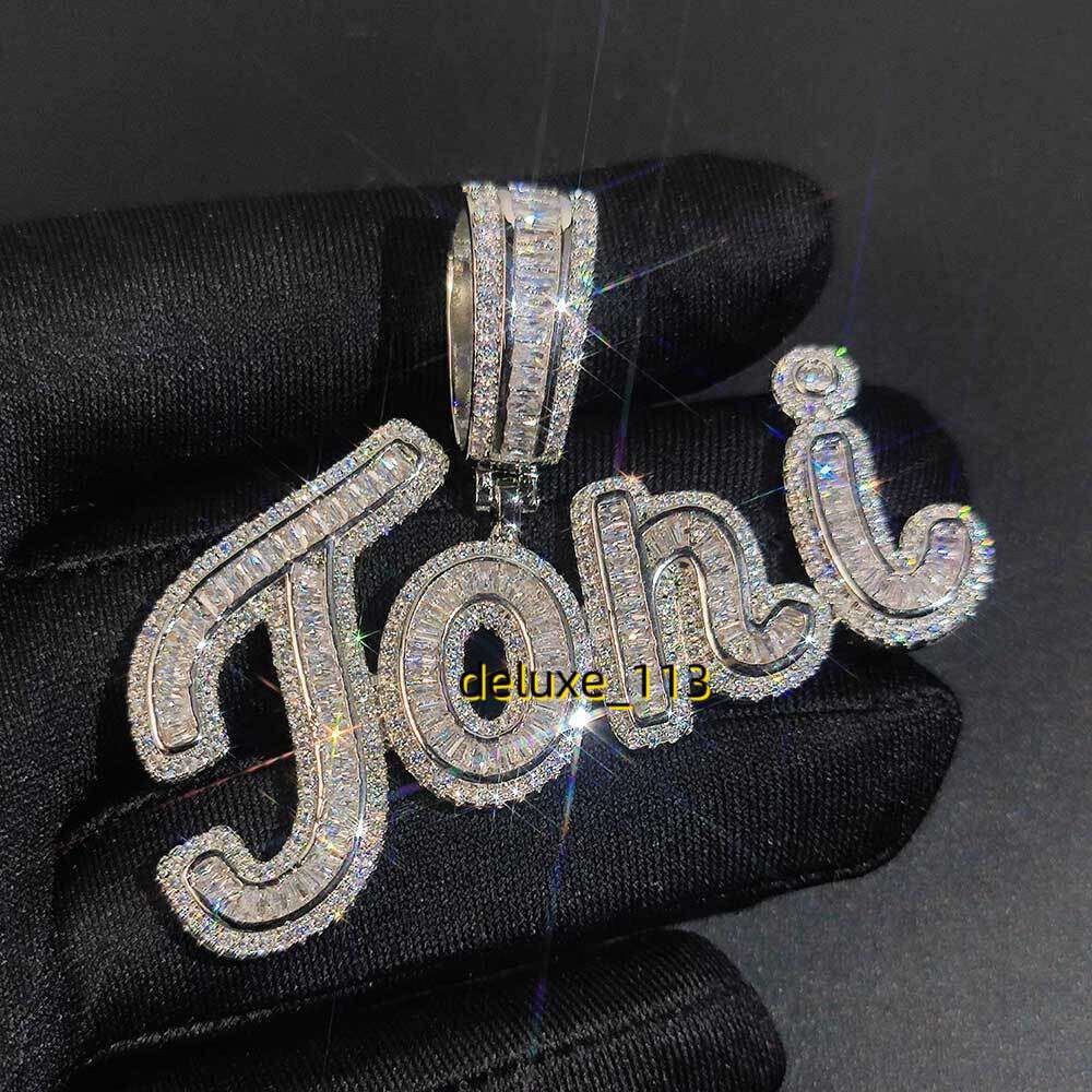 Custom A-Z Letters Name Pendant Necklace TopBg T Cubic Moissanite Hip Hop Real Gold Plated Jewelry