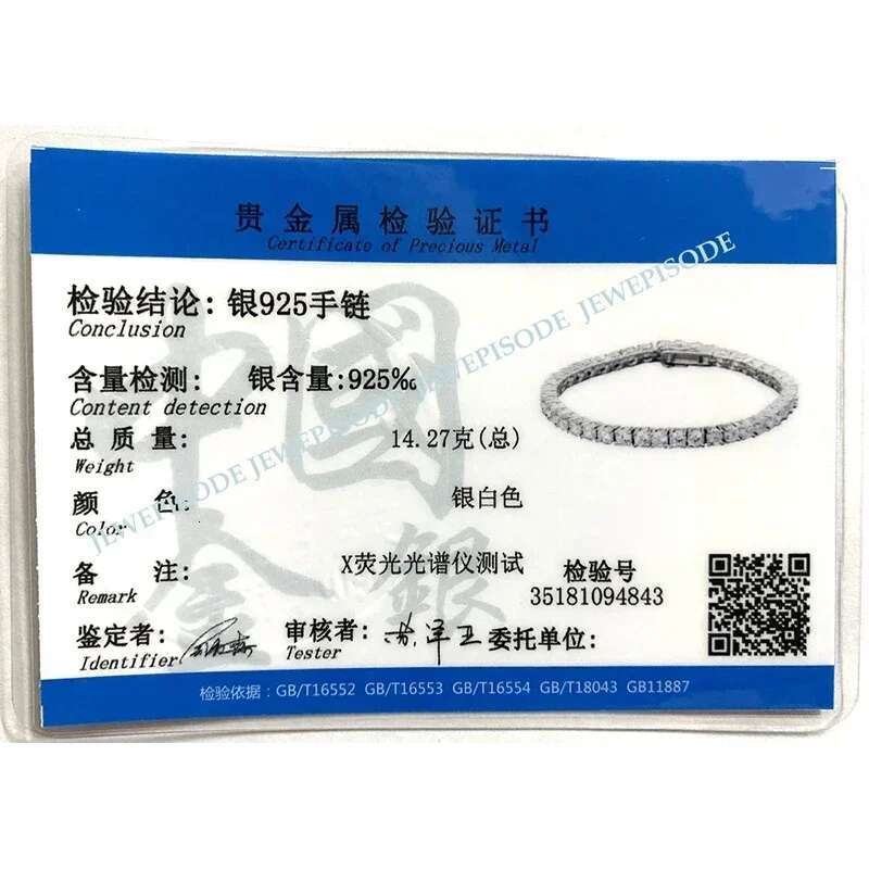 D Color VVS1 Moissanite Tennis Bracelet S Sterg Sier Plated White Gold with GRA k Chain Bracelets for Women Men