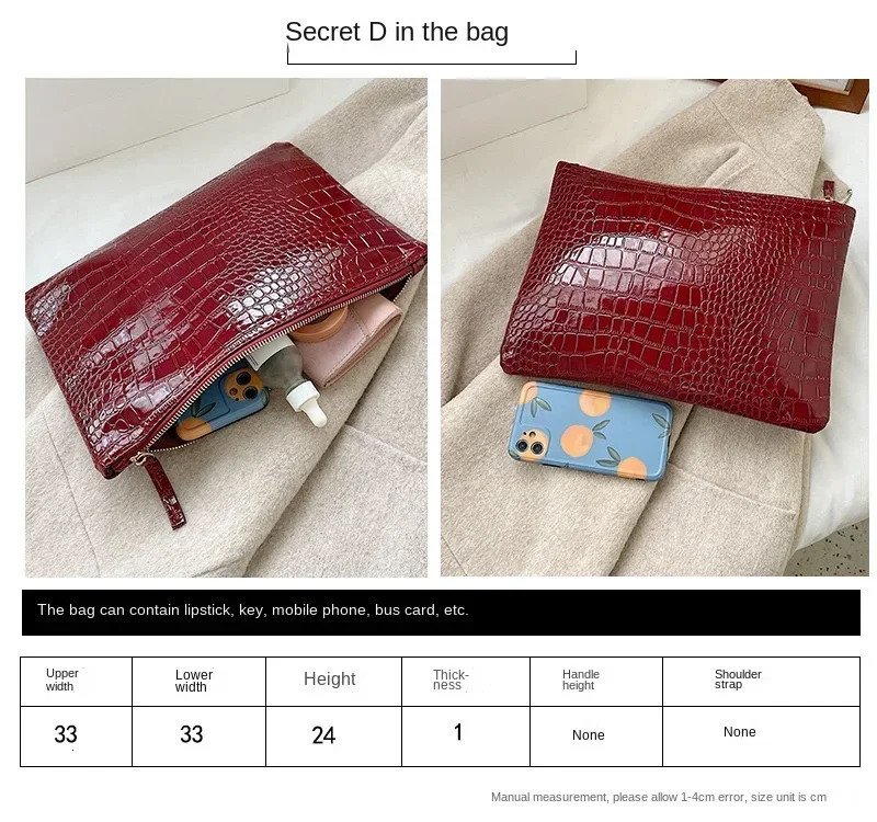 Womens pattern clutch bag womens pocket casual solid color zipper square envelope shoulder handbag 250303
