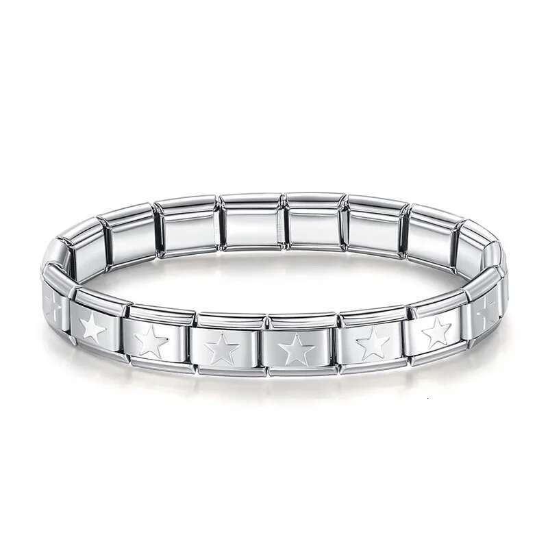 Hapiship 2024 Women's Jewelry 9mm Width Itanlian Elastic Star Heart Butterfly Charm Bracelet Fashion Stainless Steel Bangle ST-