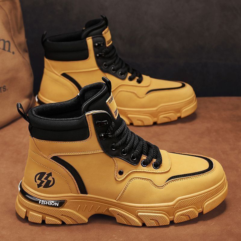 2025 Spring And Summer Designer s New British Long Boots Yellow Grey Original Fashion Men s High Top Outdoor Waterproof Leather Boots Men s Size 39-44