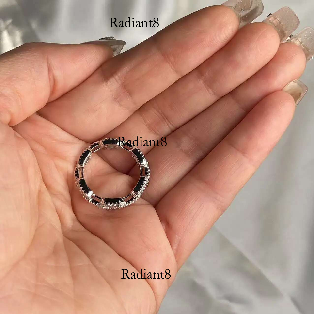 Sterg Sier Full Moissanite TrendyFine Jewelry Accessories Simulated Dia Stacking Chain Rings For Women Gift