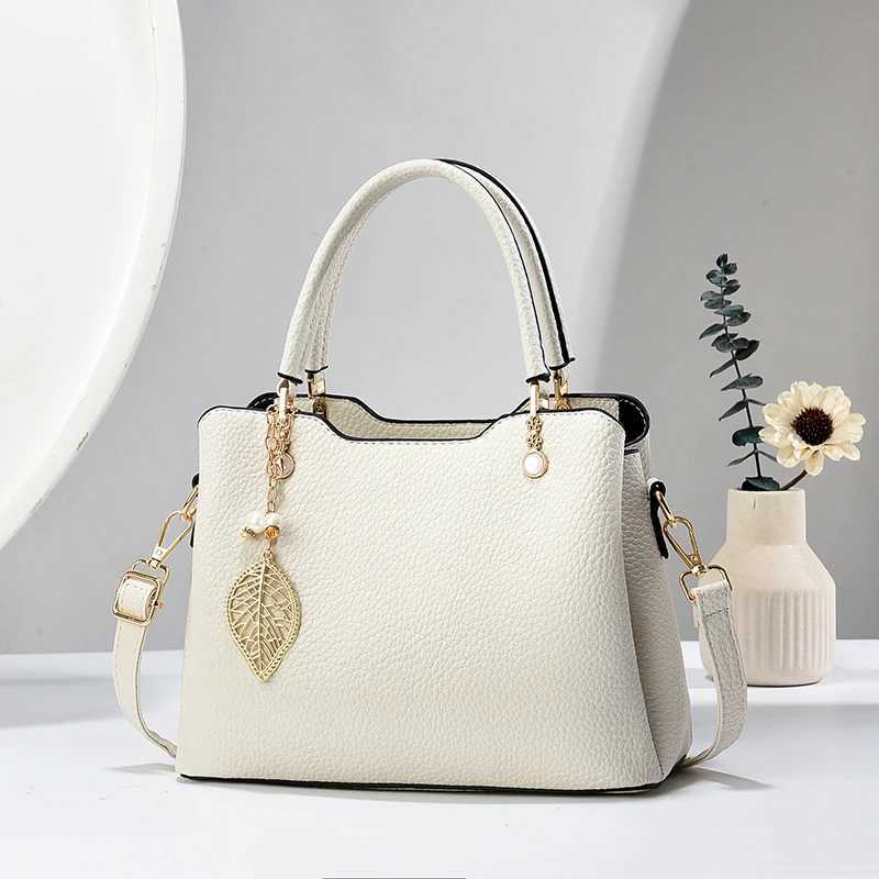Small Elegant Solid Color PU Handbag - Removable Strap Zipper Closure Polyester Lining Casual Crossbody Tote Bag with Pendant Z250303