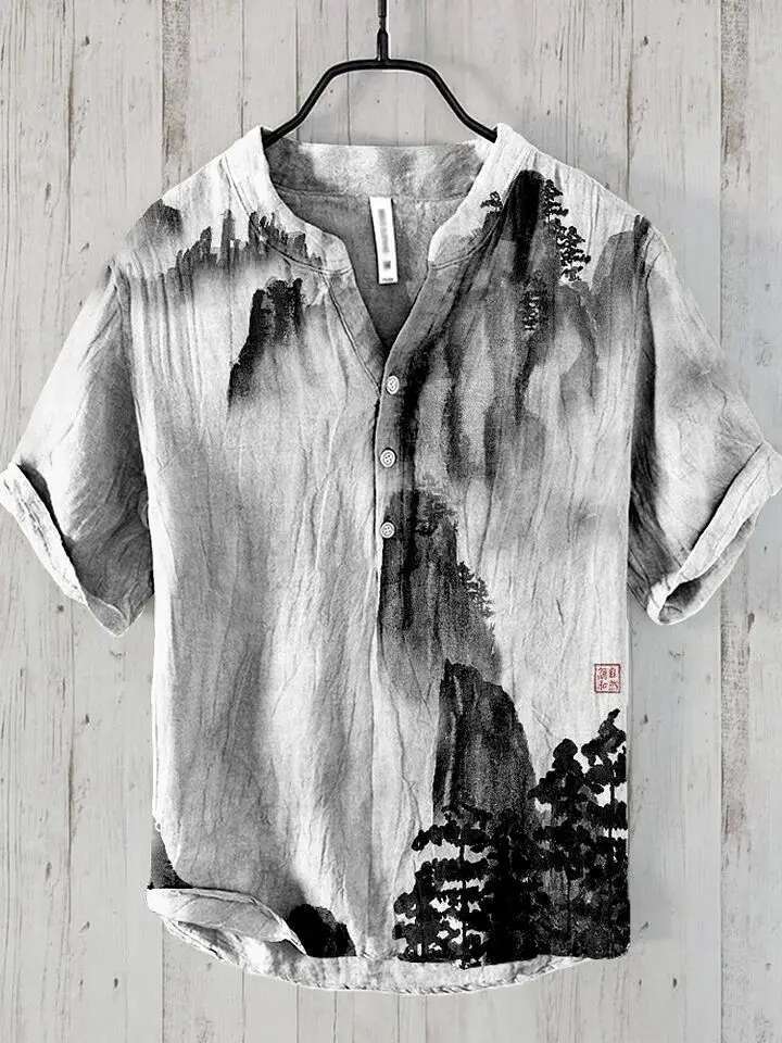 2025 New Short Sleeved Shirt Movie Monster Personalized Printed Men's Designer Shirt Hawaii Summer Top European And American Popular Fashion Beac