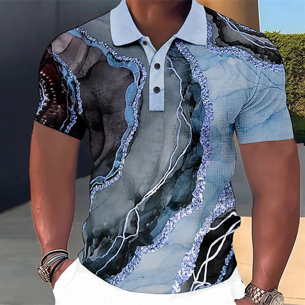 MenS Polo T-Shirt 3d Colorful Printed Fashionable MenS Clothing Street er Short Sleeve Oversized Shirt And Blouse 250304