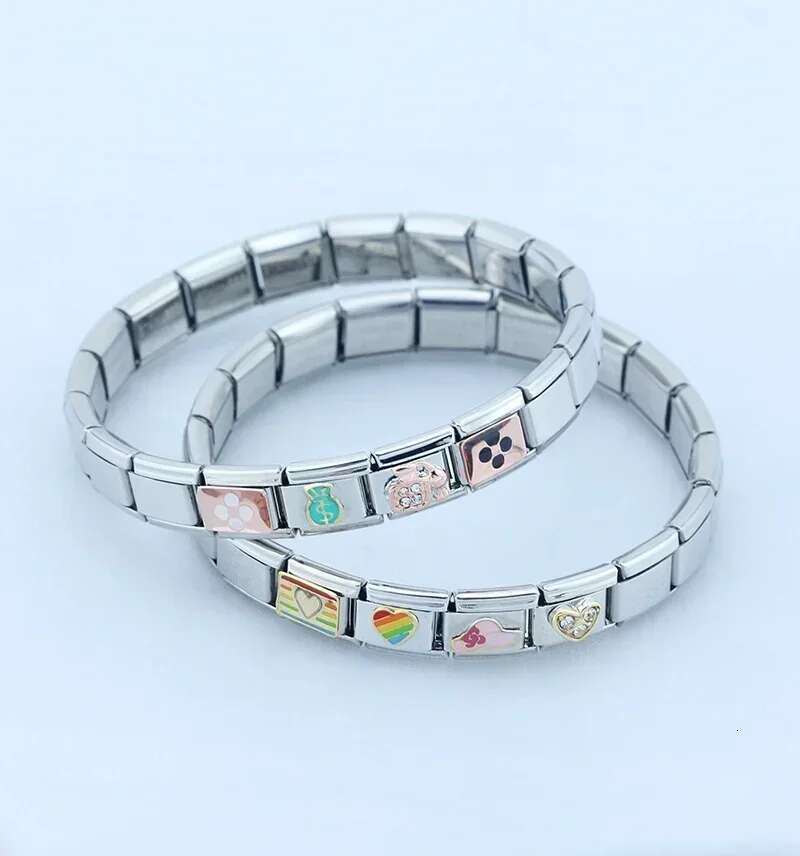 Romantic Rainbow color Heart wer Wing Italian Charm ks Fit 9mm Stainless Steel Bracelet Jewelry DIY Making DJ481