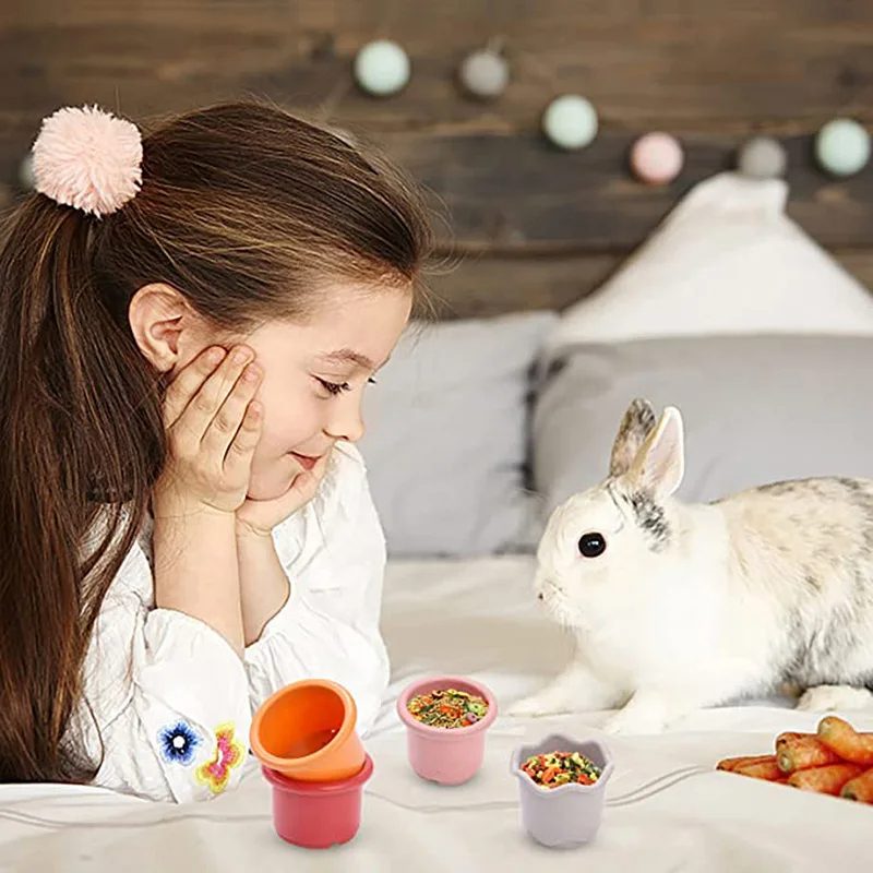 8PC Stacking Cups Toy For Rabbits Multi-Colored Reusable Small Animals Puzzle Toys For Hiding Food Playing Bunny Accessories Pet