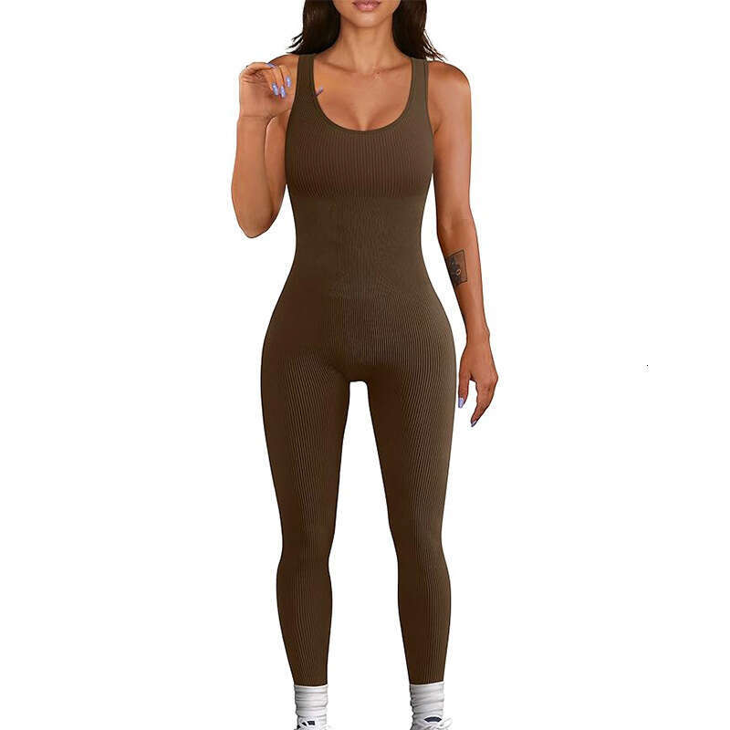 One piece fiess suit with exposed back and lifted buttocks slimming, long pants for women's sports body training, aerial yoga suit, 2025 new casu