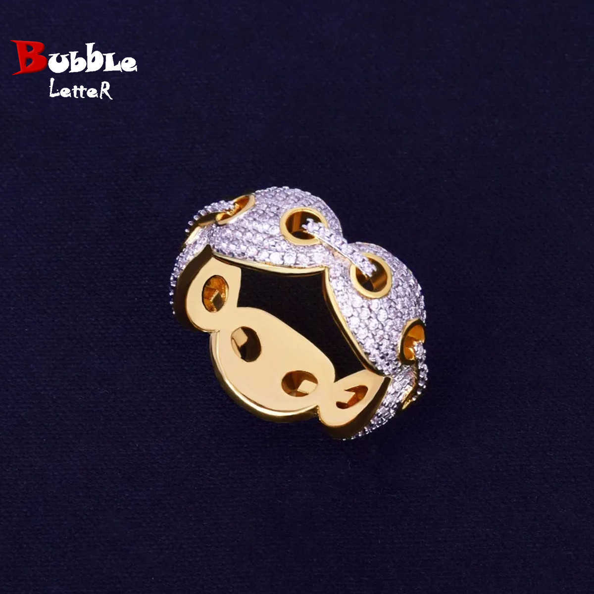Couple Rings Wind hip-hop ordinary cool chain ring real gold electroplating fashionable personality trendsetter ring H25303