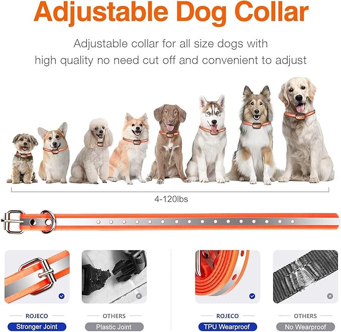 Dog Bark Collar with 3300FT,IPX7 Waterproof Rechargeable Collar for Large Medium Small Dog,3 Safe Training Modes, Adjustable Electronic Dog Collar B45