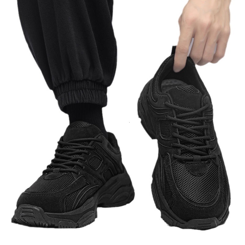 Pure Black Grey 2025 Famous Designer s New Original Fashionable Lightweight Anti Slip Men s Running Sports Thick Soled Running Shoes