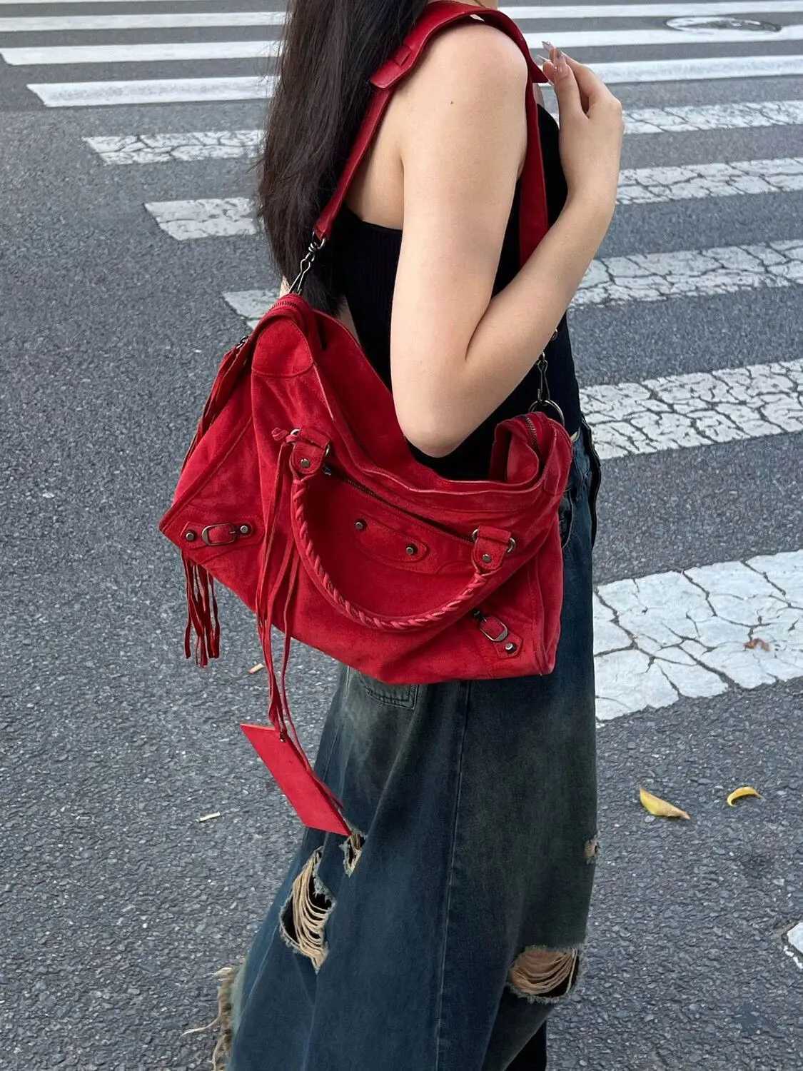 Women Bag Canvas Fashion 2024 New Fashion Red High-Capacity Shoulder Bag Pures and Bags Crossbody Girls Bag Z250303