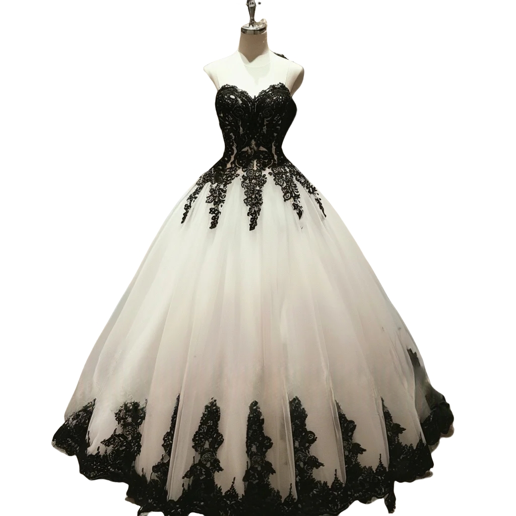 Vintage Black And White Wedding Dress Lace Appliques Sweetheart Corset A-Line Floor Length Bridal Gowns Custom Made Plus Size Vestdio De Novia 2025
