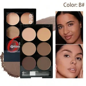 6 Colors Highlight Contouring Powder Palette Face Shadow Makeup With Brush Bronzer Color Correcti 250219