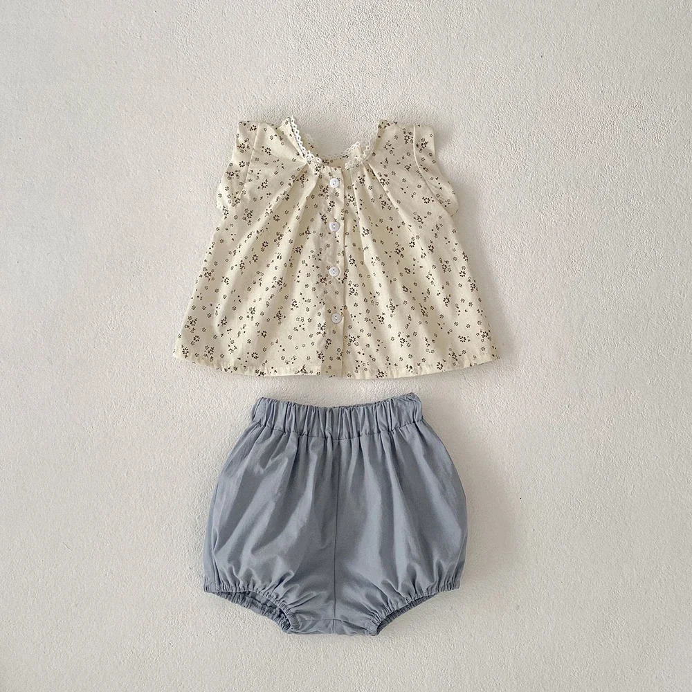 MILANCEL Summer Baby Girls Clothing Set Floral Vest Tee And Bud Bloomer 2 PCS Baby Clothes Suit Causal Girls Outfit 250304