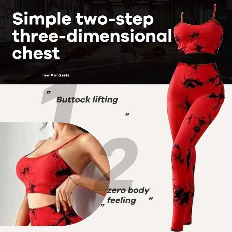 Tie Dye Women's Tracksuit Fiess Yoga Sets Sportswear Workout Bra+High Waist Leggings Gym Clothing Seamless Sports Suits