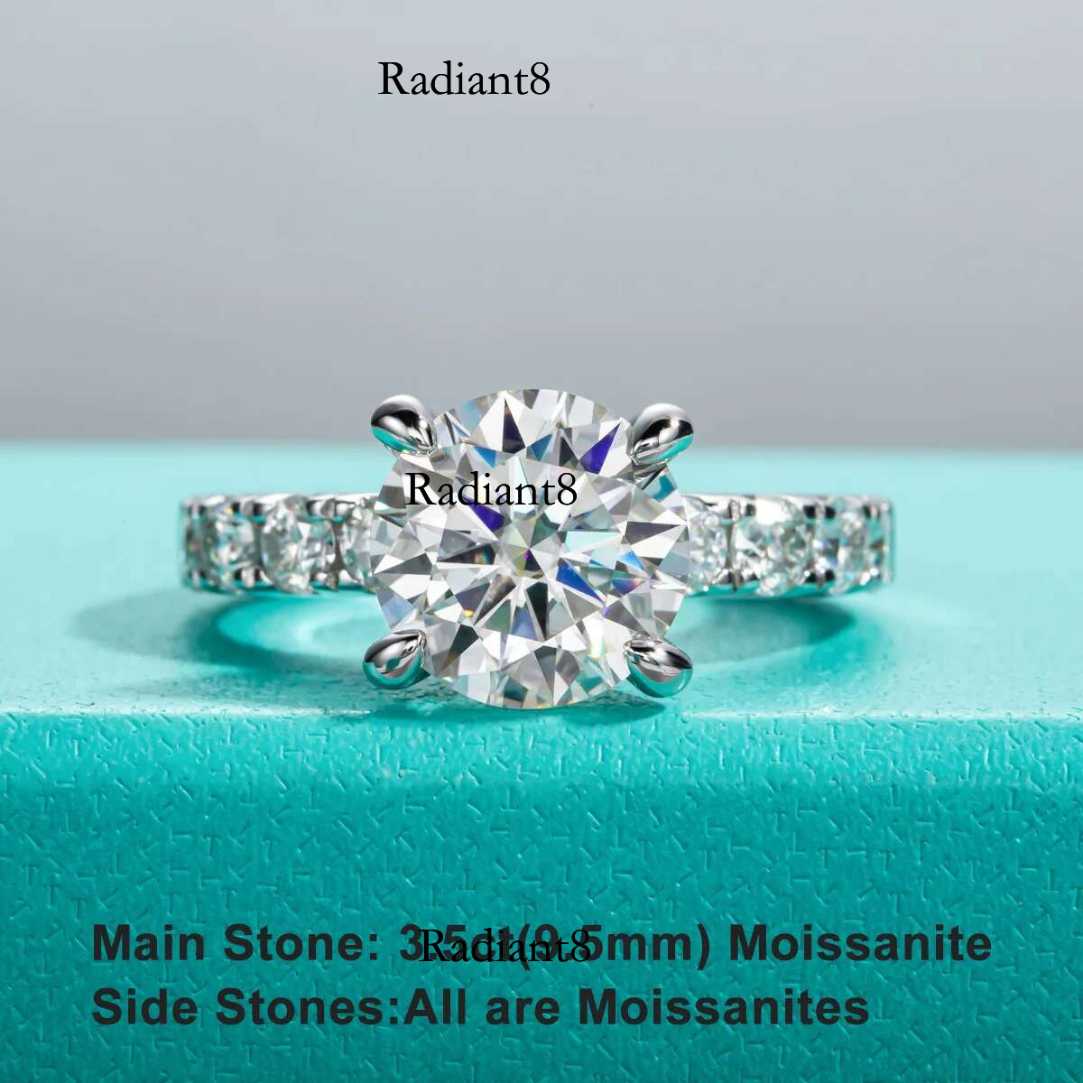 AnuJewel 4.3cttw D Color Moissanite Engagement Sterg Sier Gold Plated Lab Created Dia Wedding Band Rings