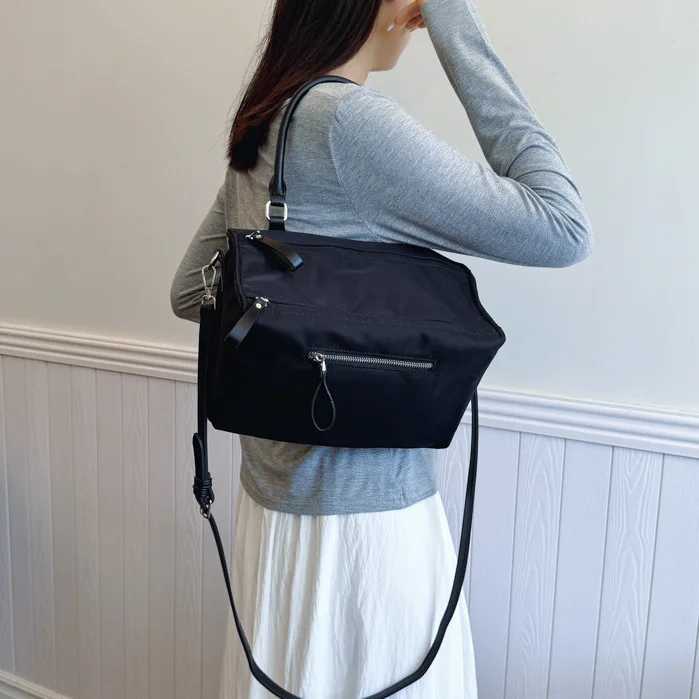 Brand Designer Oxford and PU Patchwork Womens Shoulder Bag Casual Crossbody Bag Large Capacity Bucket Handbag Y250303